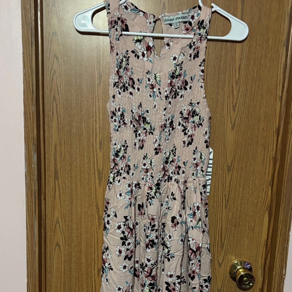 Almost Famous Floral Midi Dress - Pink and Black